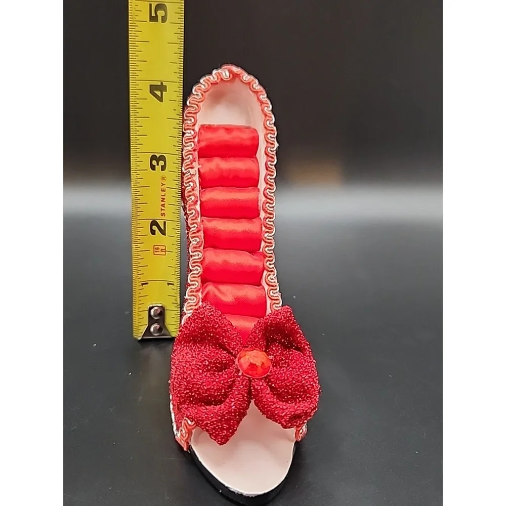 Fancy Miniature High Heeled Red Shoe Ring Holder/ Organizer